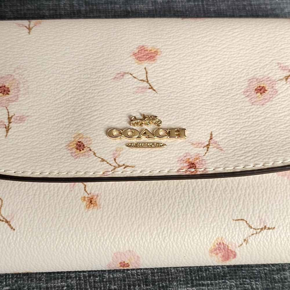 Coach Floral Print Pink Leather Crossbody Bag
